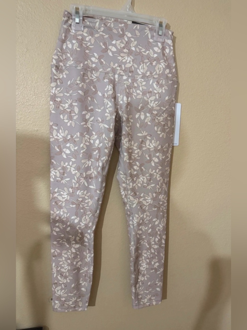 RBX Taupe and Cream Floral High-Rise Leggings